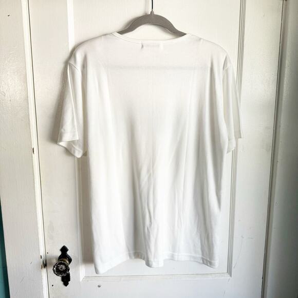 Vintage Meen Embroidered Animal Safari Neckline Classic White Tee T-Shirt M - Picture 9 of 10